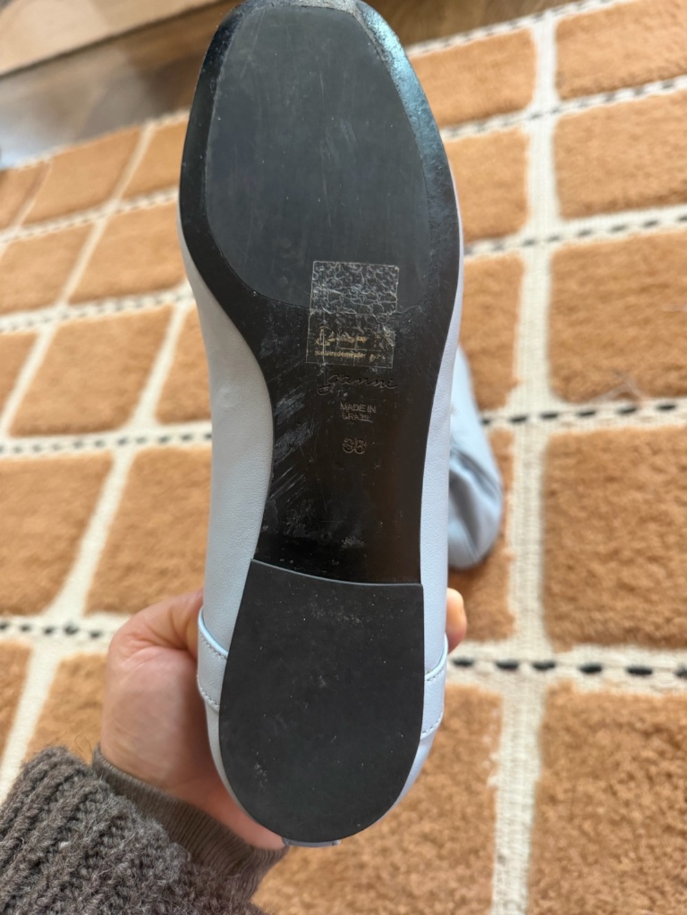 Ganni Light Blue Lace-Up Ballerina Flats - Picture 4 of 5